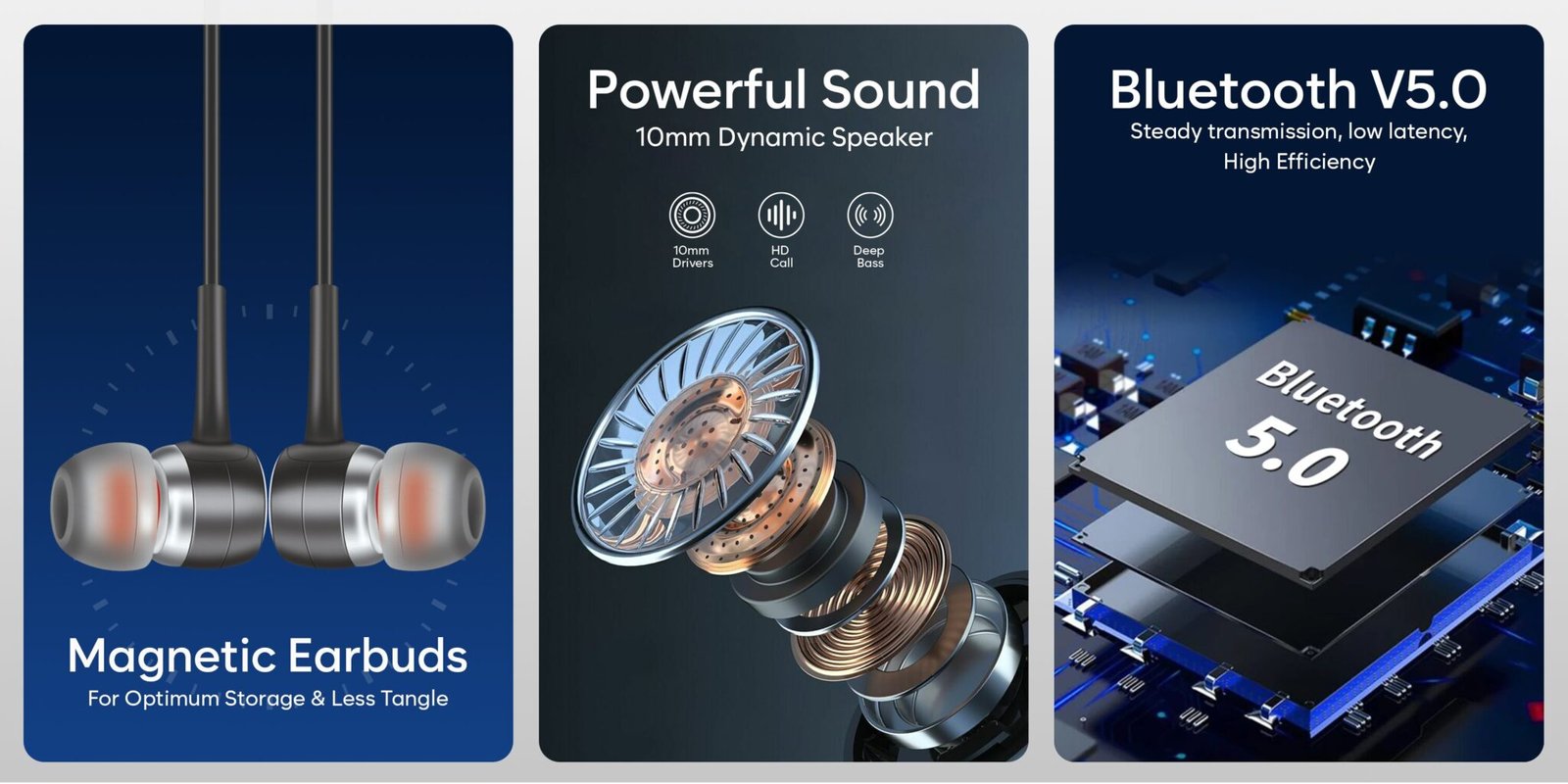 Active Neckband Wireless with Microphone, in-Ear Wireless Bluetooth Earphones Neckband Bluetooth 5.0