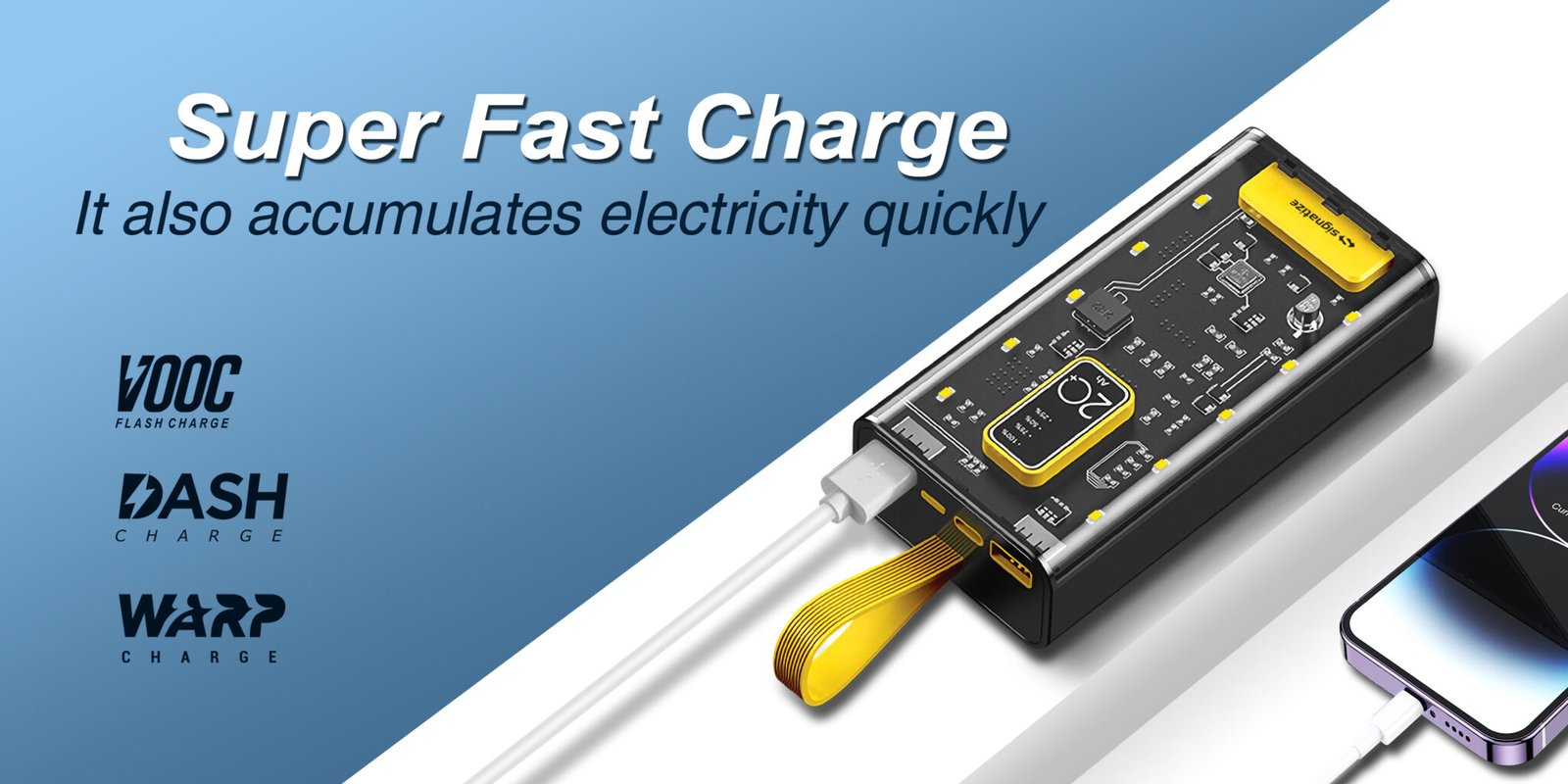 20000 mAh 45 W Power Bank (Black, Transparent, Lithium Polymer, Fast Charging for Mobile)