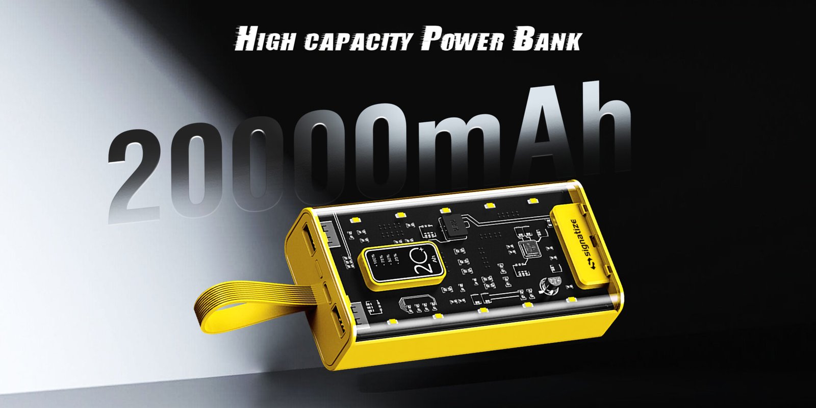 20000 mAh 45 W Power Bank (Black, Transparent, Lithium Polymer, Fast Charging for Mobile)