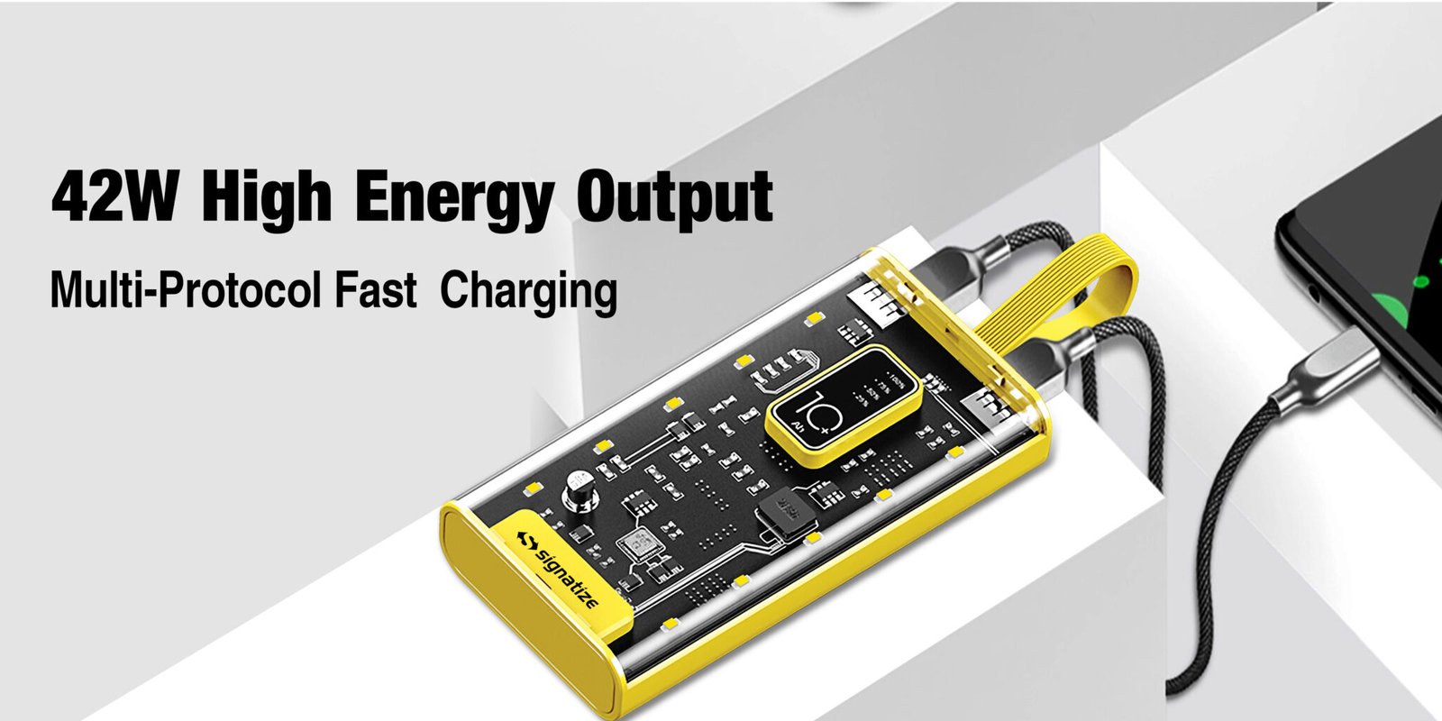 10000 mAh 45 W Power Bank (Black, Transparent, Lithium Polymer, Fast Charging for Mobile)