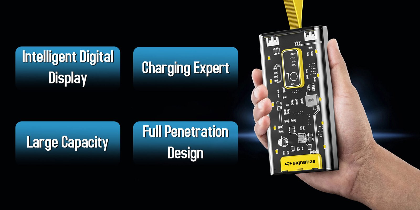 10000 mAh 45 W Power Bank (Black, Transparent, Lithium Polymer, Fast Charging for Mobile)
