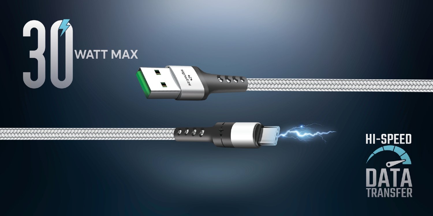 3.0A Type C USB Data & Charging Cable, Made in , 480Mbps Data Sync, Strong & Durable 1.5-Meter Nylon Braided USB Cable