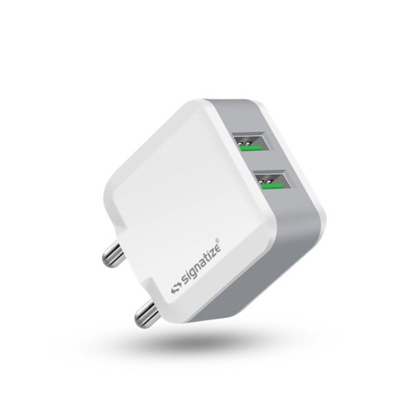 dual port USB charger, 2.4A fast charger, budget wall charger under 500, multi-device charger, smart IC protection charger, travel USB adapter, fast charging for iPhone Android